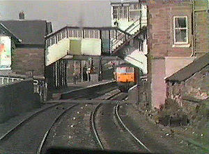 Driver's view Broughty Ferry Level Crossing and station