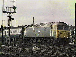 Class 47 hauled train arriving at Dundee