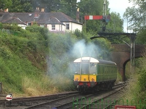 BR Class 122 single car DMU at Alresford, Mid Hants (Watercress) Railway