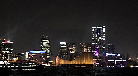 Kowloon from Victoria Harbour - laser show