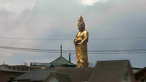 73 metre golden Buddha at Kaga Onsen