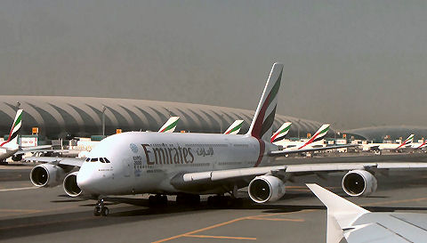 Emirates A380, Dubai