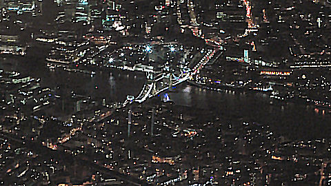 Over London at night, Tower Bridge