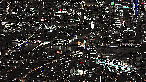 Over London at night, The Shard