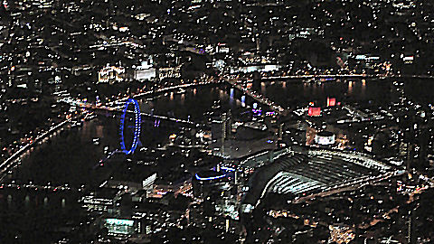 Over London at night, London Eye
