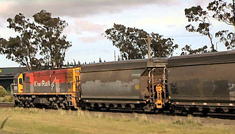 Kiwi Rail freight train between Christchurch and Raikia