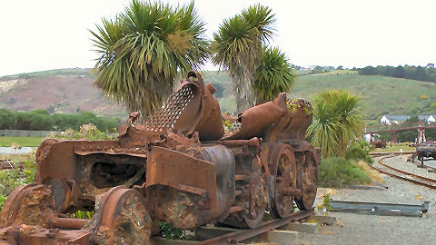 remains of steam locomotive, Oamaru