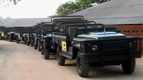 Landrovers at Mala Mala Main Camp