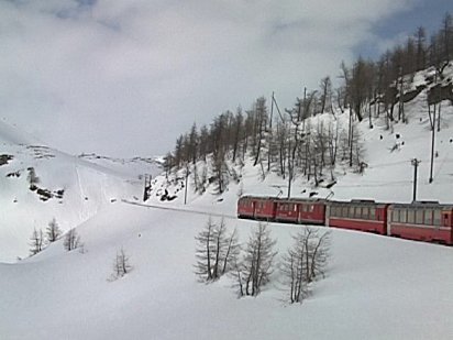 Rätische Bahn Bernina Express in the Alps