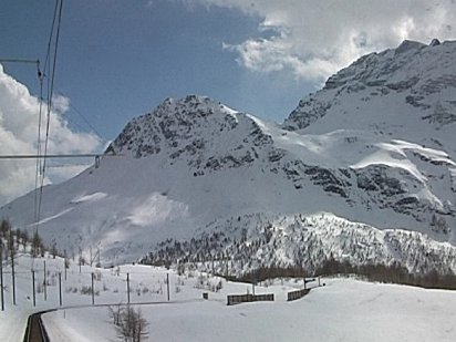 Rätische Bahn Bernina Express in th Alps
