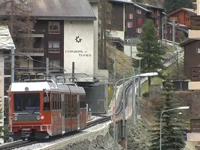 Gornergrat train departing Zermatt