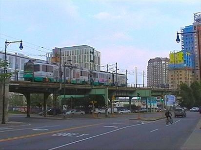 Boston Streetcar on elevated track