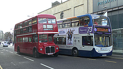 Routemaster and Dennis Trident, Dundee Dec 2014